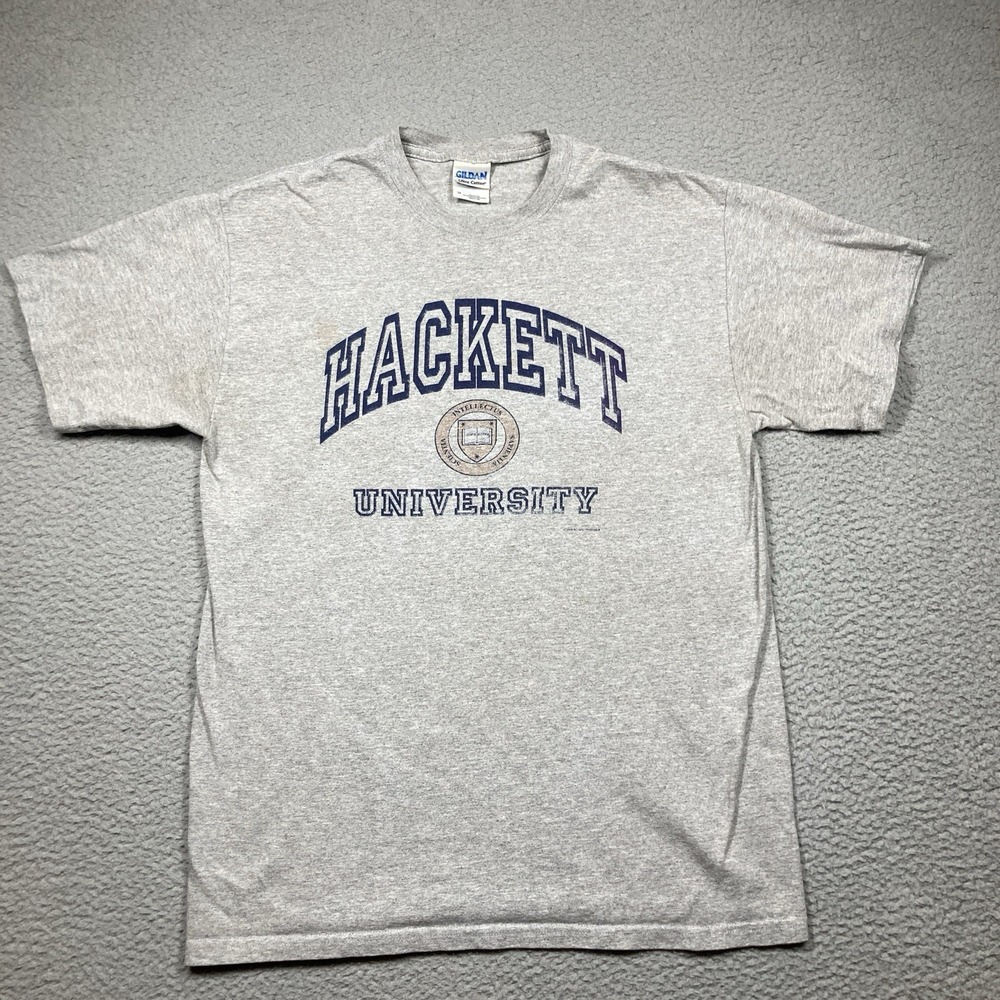 Hackett University T Shirt Adult Medium Gray Short Sleeve Casual Relaxed‎ STAINS